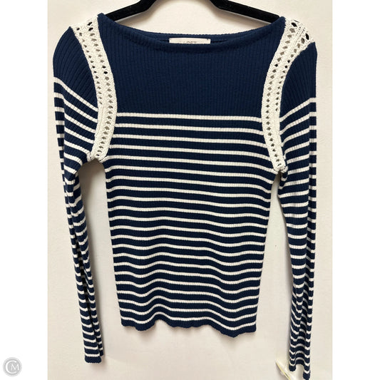 Top Long Sleeve By Loft In Blue & White, Size: M