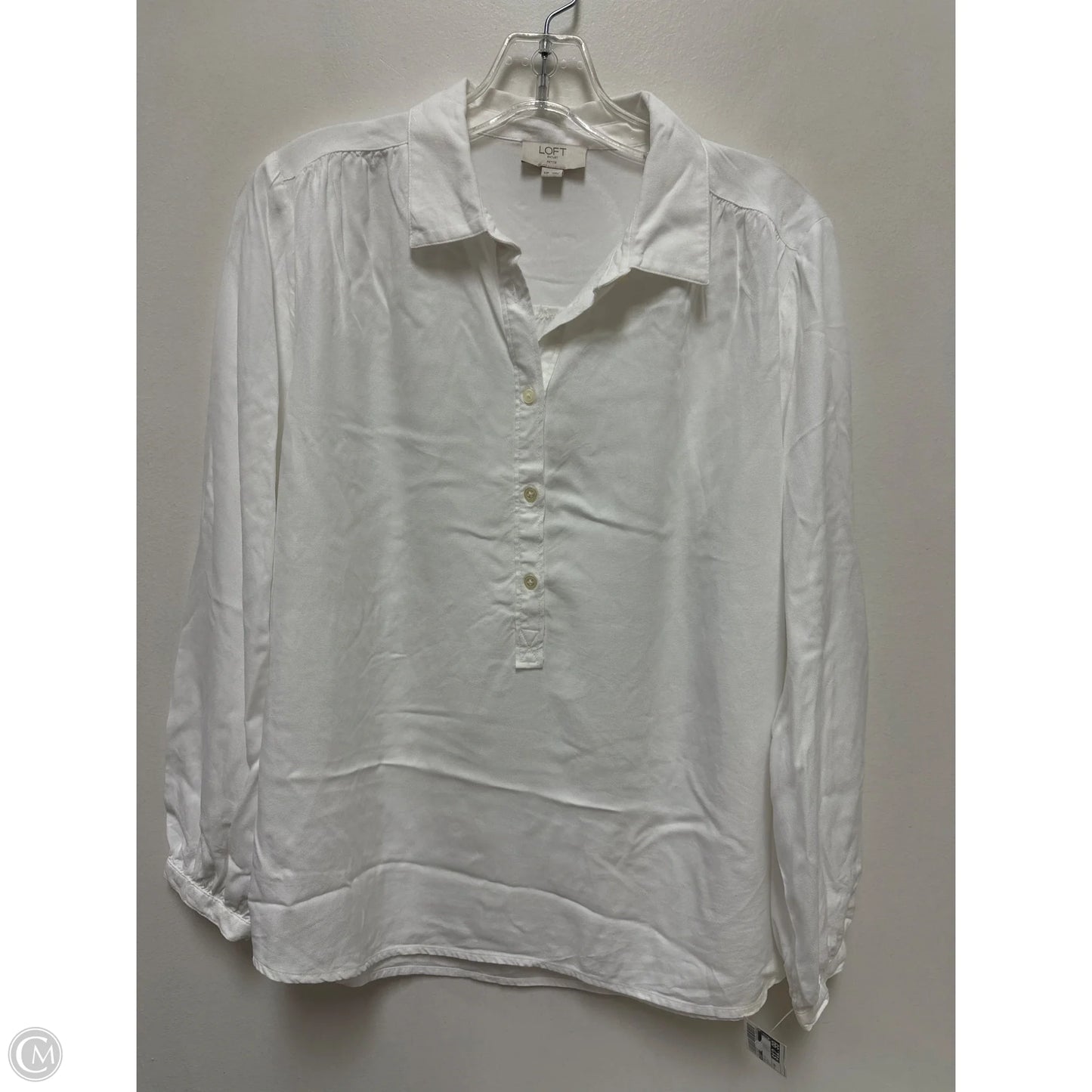 Top Long Sleeve By Loft In White, Size: Mp