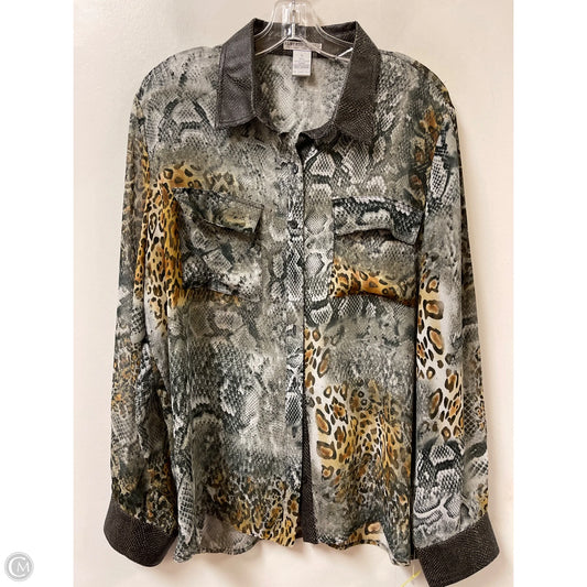 Blouse Long Sleeve By Alberto Makali In Snakeskin Print, Size: Xl
