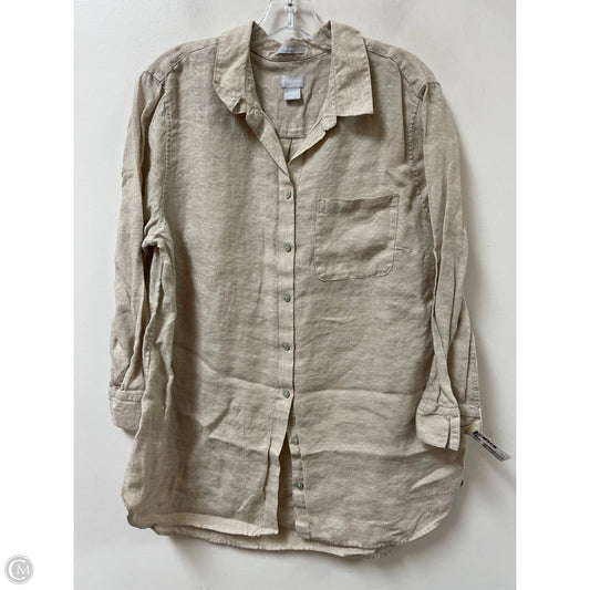 Blouse Long Sleeve By Chicos In Cream, Size: Xl