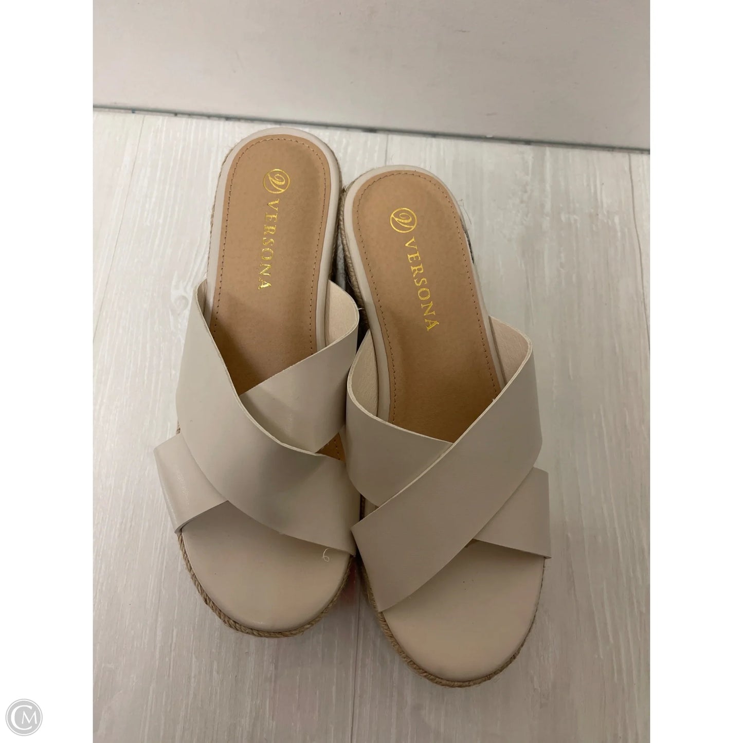 Sandals Heels Block By Versona In Cream, Size: 7.5