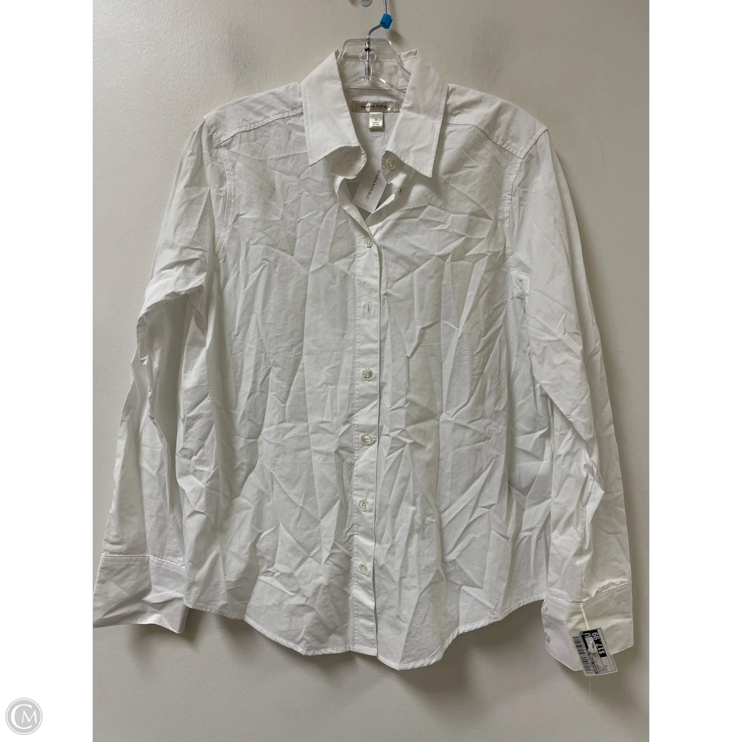 Blouse Long Sleeve By Banana Republic In White, Size: S