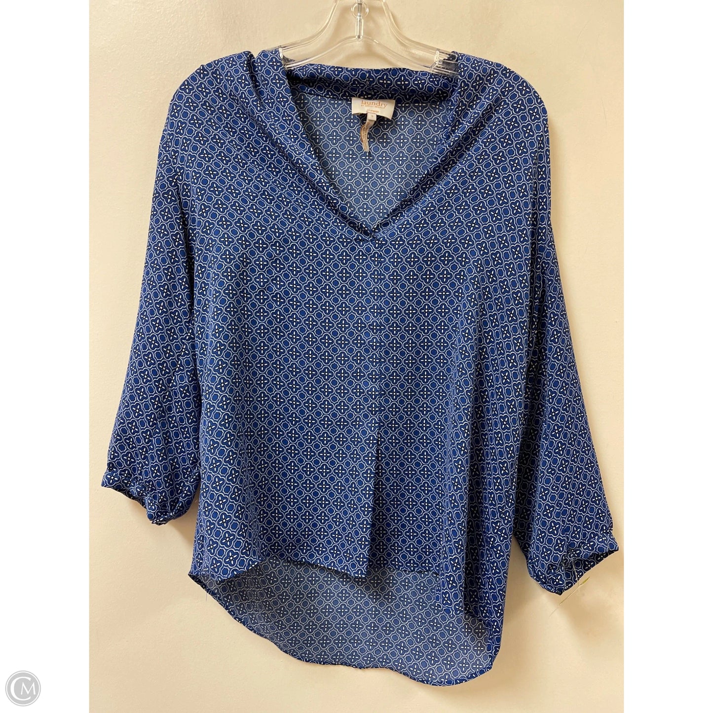 Top Long Sleeve By Laundry In Blue & White, Size: S