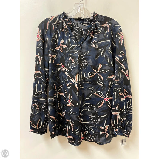 Top Long Sleeve By Joan Vass In Black & Blue, Size: S