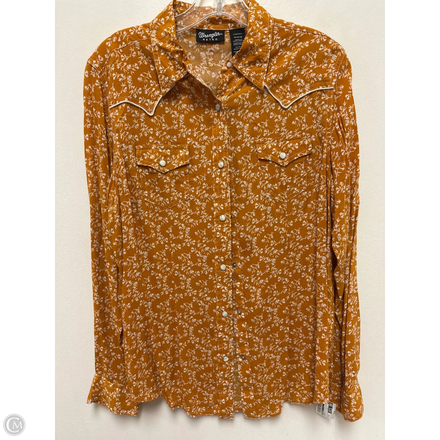 Blouse Long Sleeve By Wrangler In Yellow, Size: M