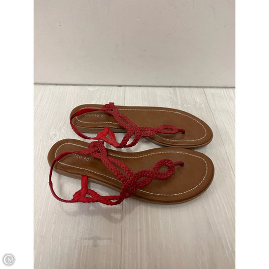Sandals Flats By Clothes Mentor In Red, Size: 7.5
