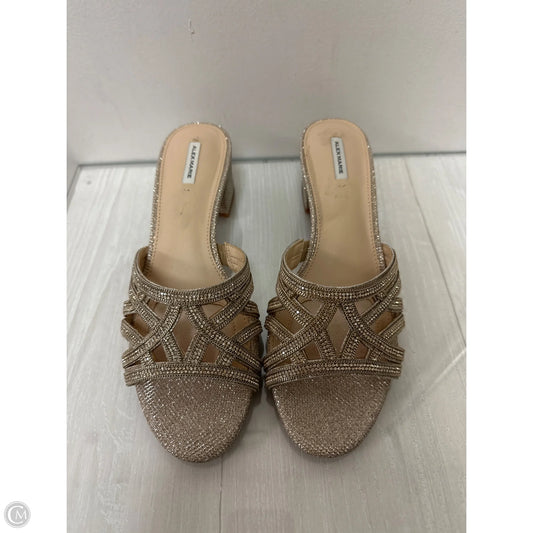 Sandals Heels Block By Alex Marie In Gold, Size: 9