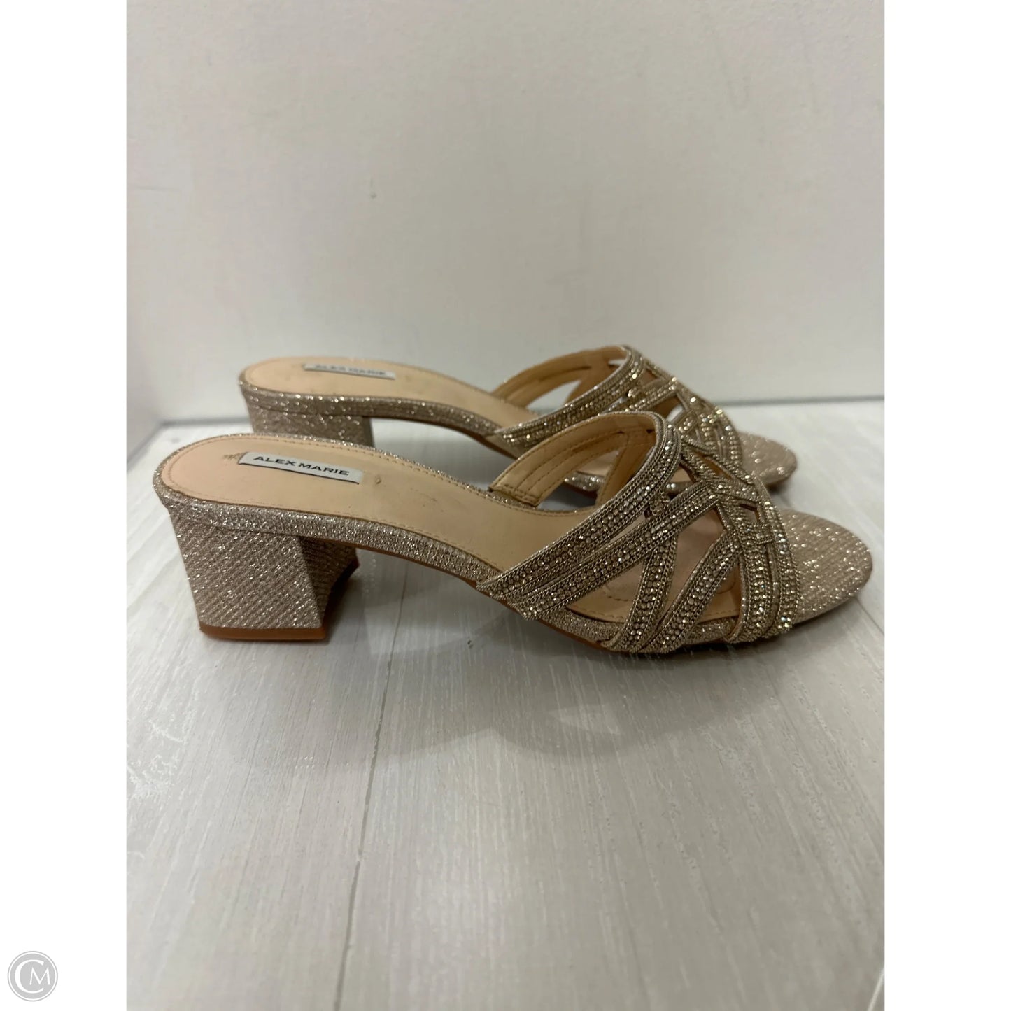 Sandals Heels Block By Alex Marie In Gold, Size: 9