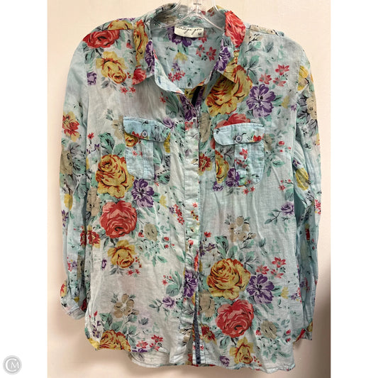 Blouse Long Sleeve By Clothes Mentor In Floral Print, Size: M