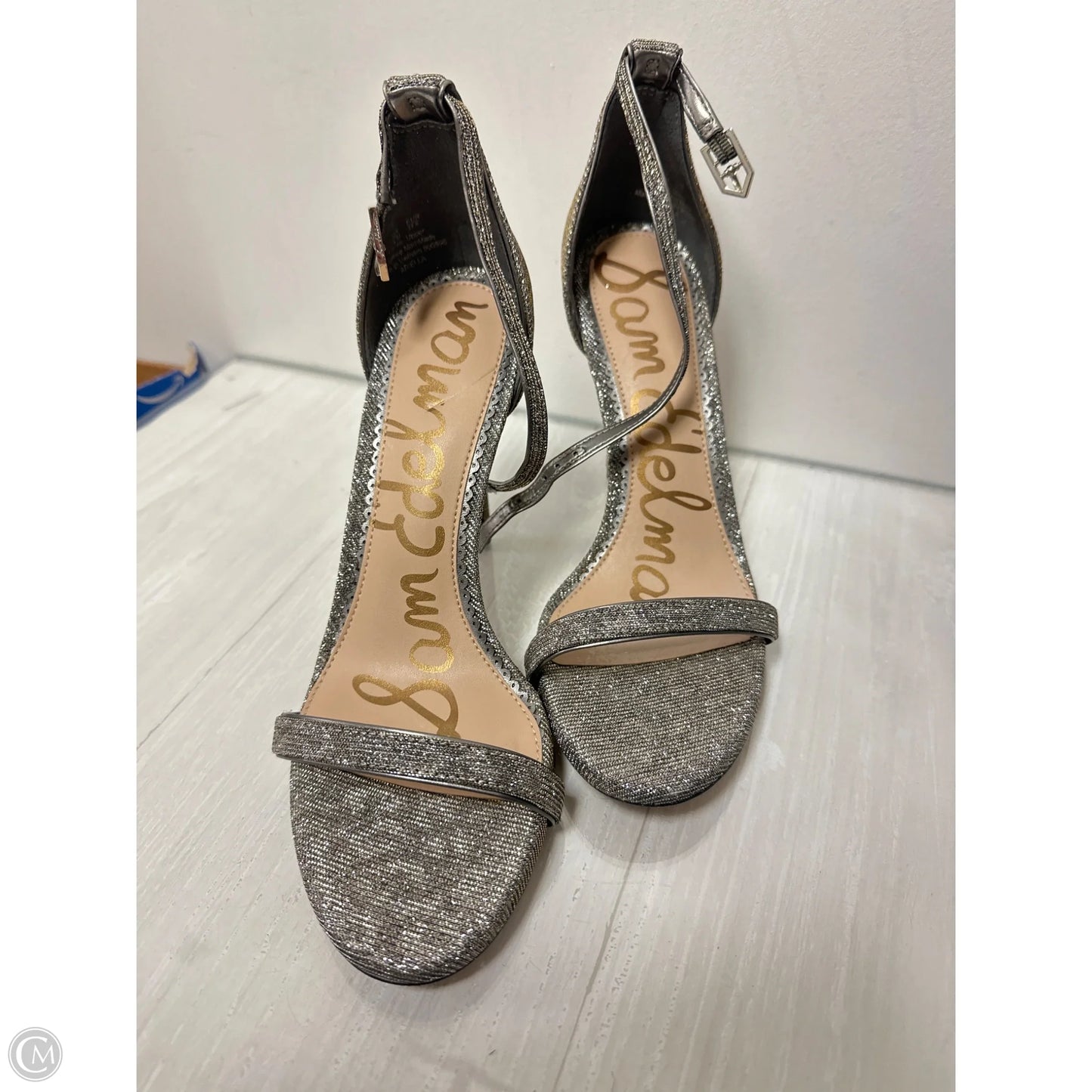 Sandals Heels Stiletto By Sam Edelman In Silver, Size: 7.5