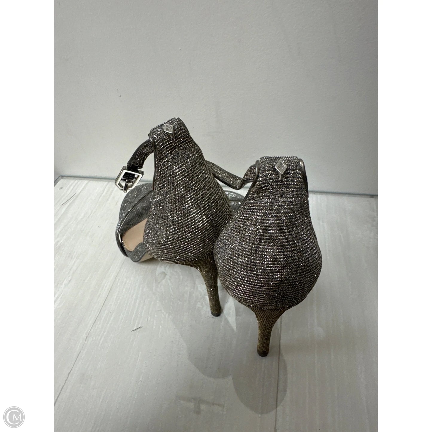 Sandals Heels Stiletto By Sam Edelman In Silver, Size: 7.5