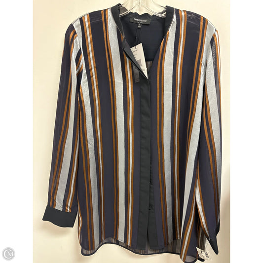 Blouse Designer By Lafayette 148 In Navy, Size: M