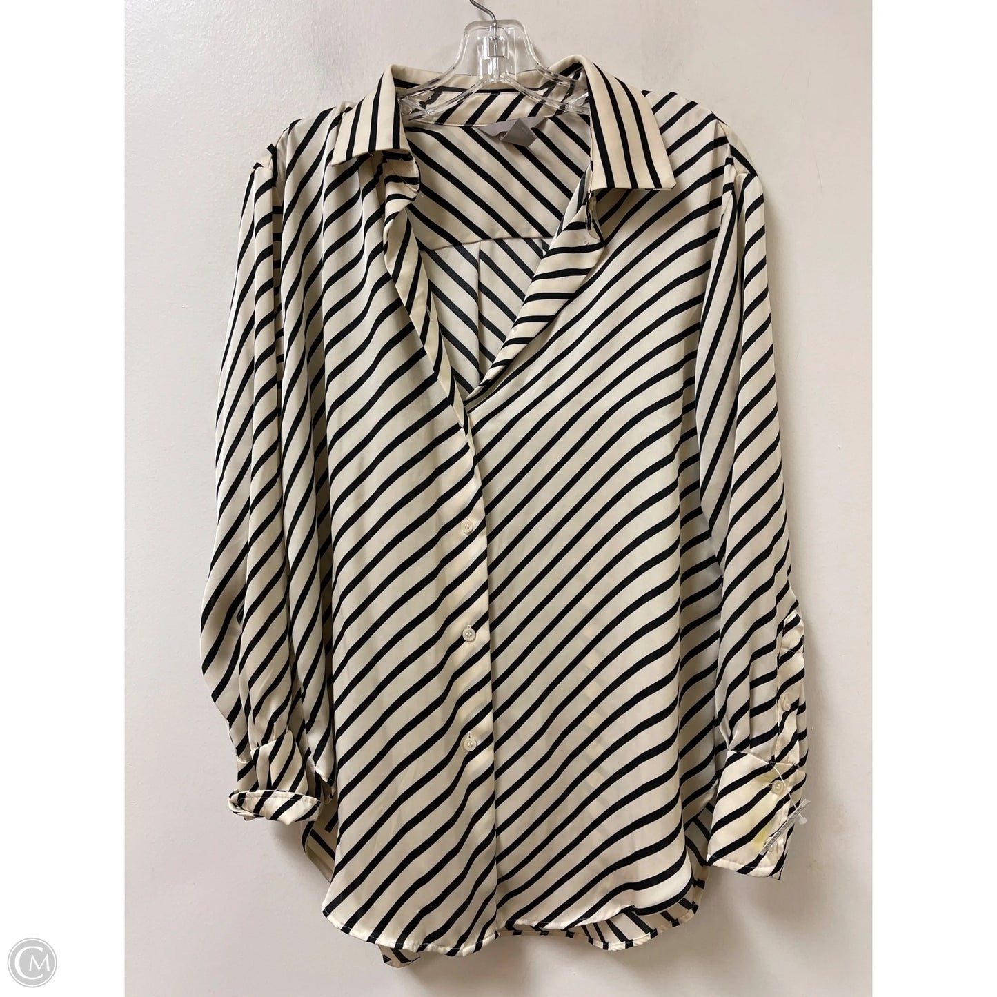 Blouse Long Sleeve By H&m In Striped Pattern, Size: S