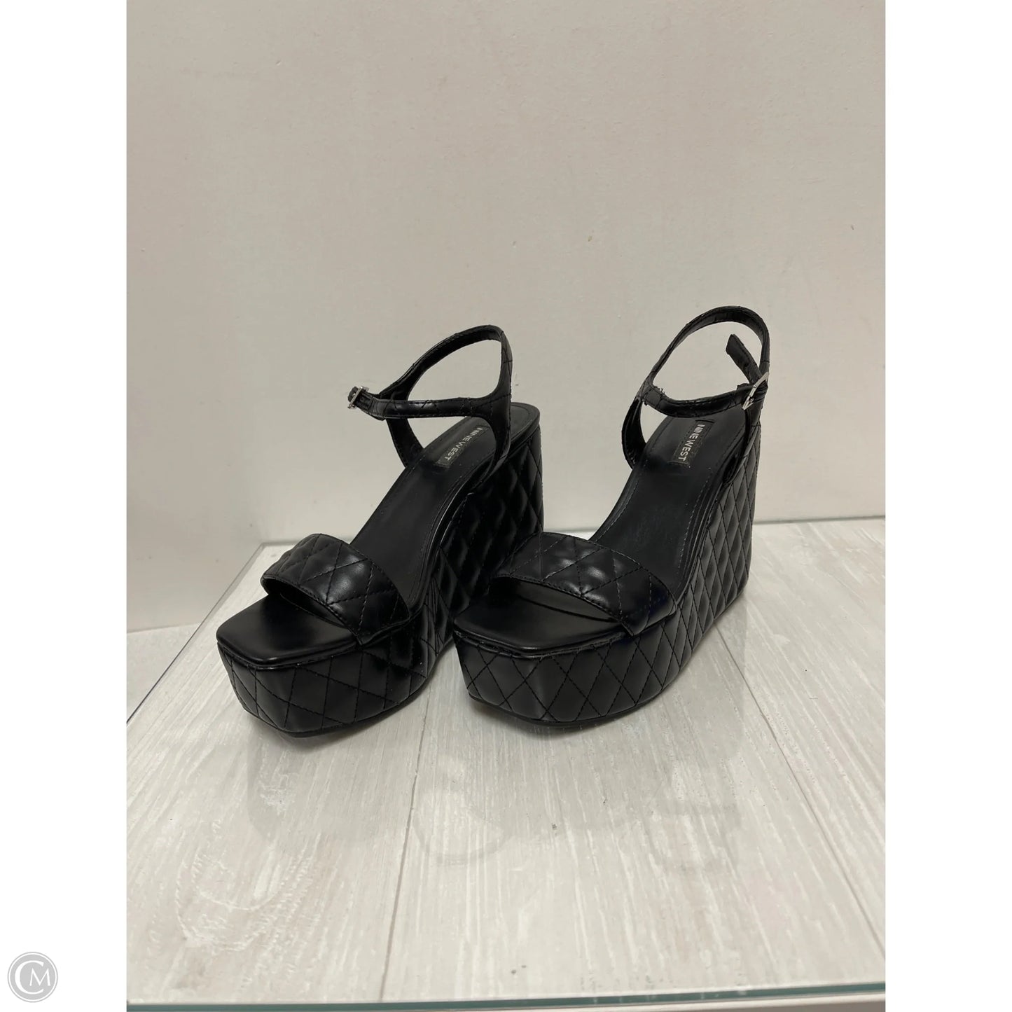 Sandals Heels Wedge By Nine West In Black, Size: 8