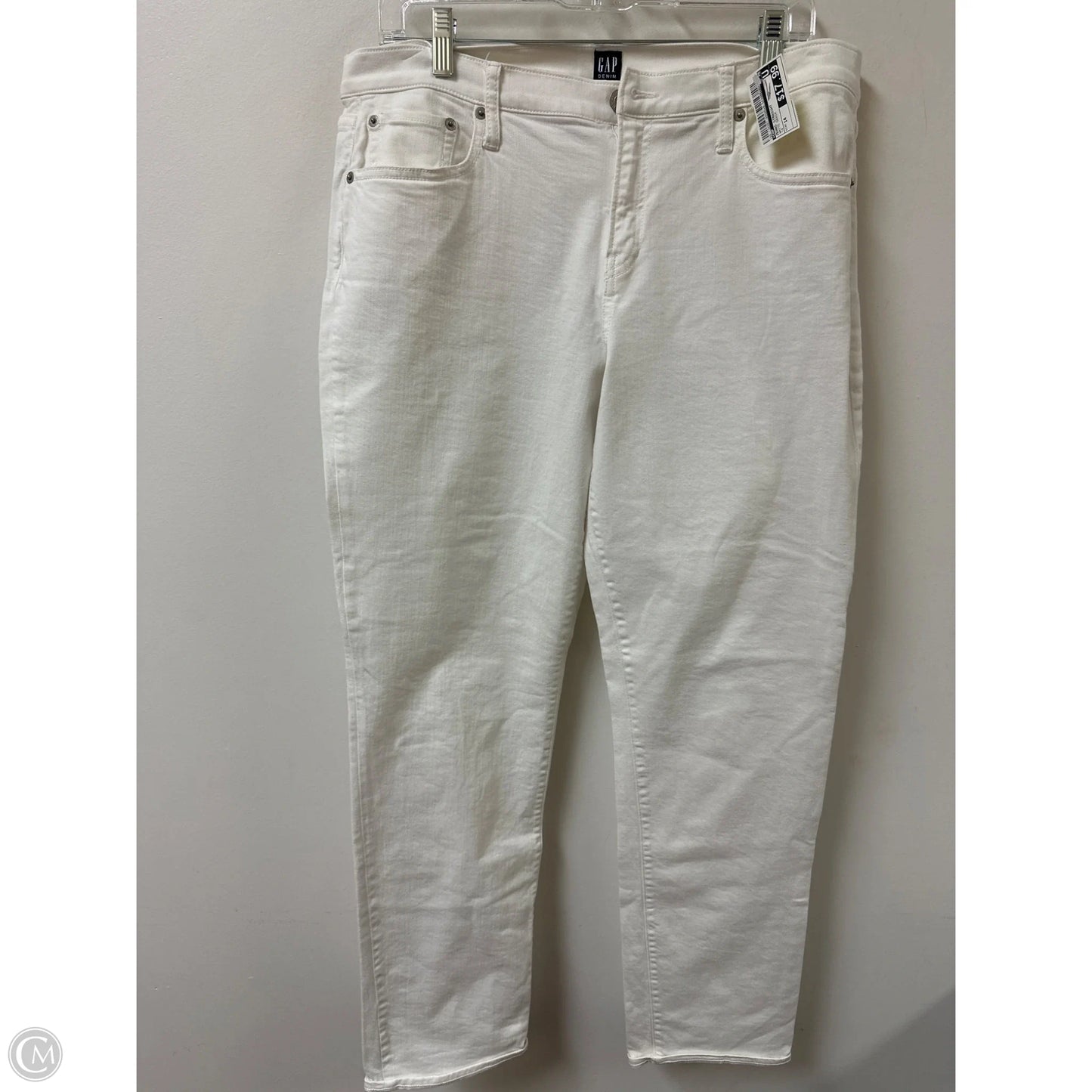 Jeans Straight By Gap In White Denim, Size: 14