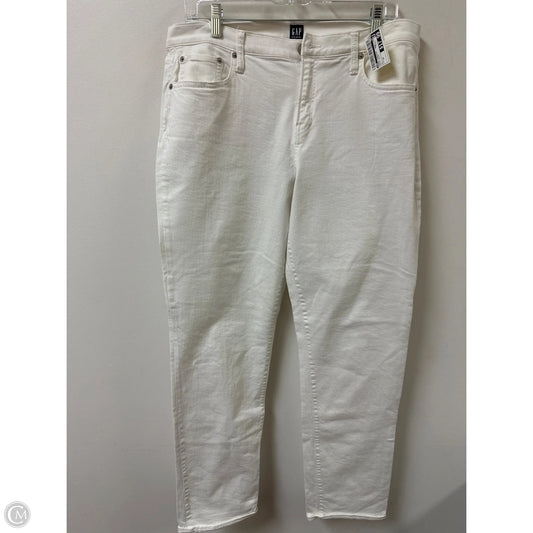 Jeans Straight By Gap In White Denim, Size: 14