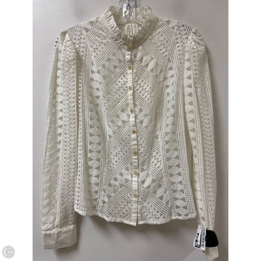 Blouse Long Sleeve By Meadow Rue In White, Size: S