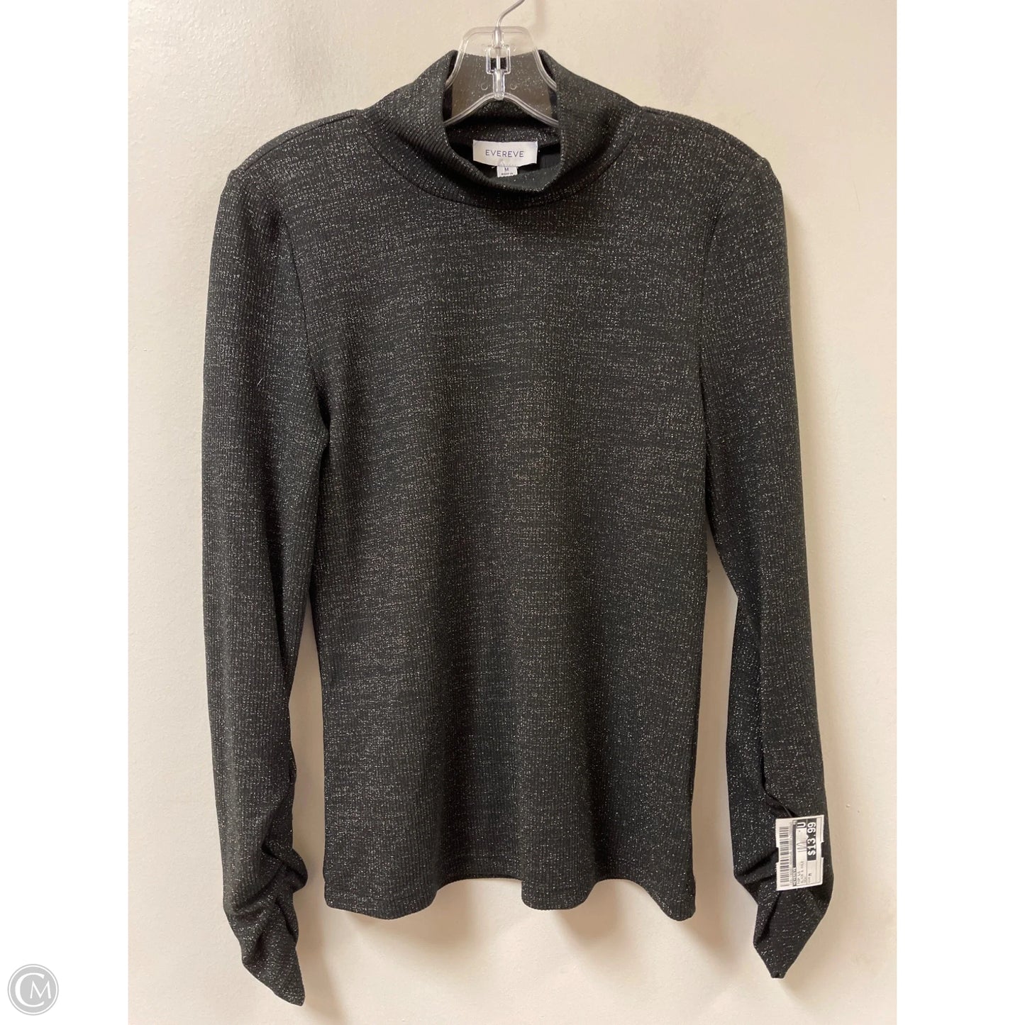 Top Long Sleeve By Evereve In Black & Gold, Size: M