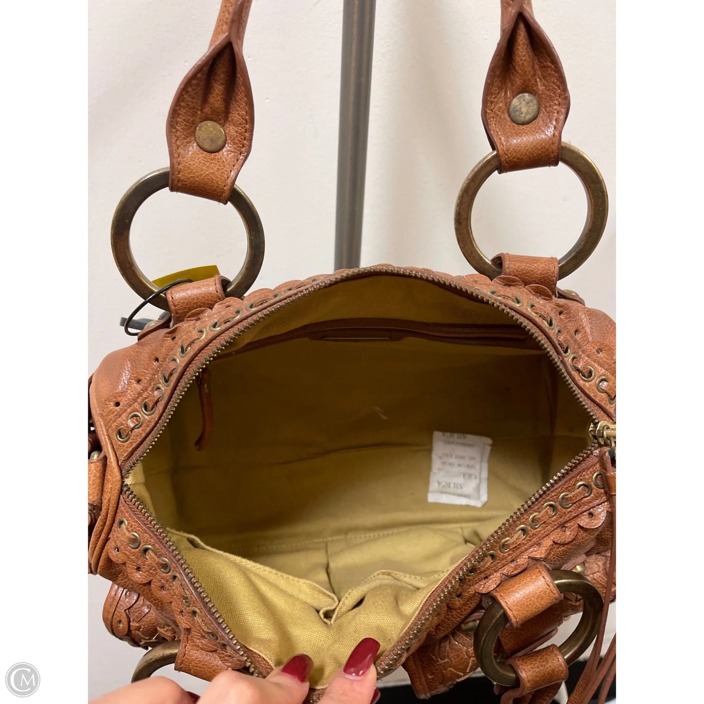 Handbag Leather By Isabella Fiore, Size: Medium