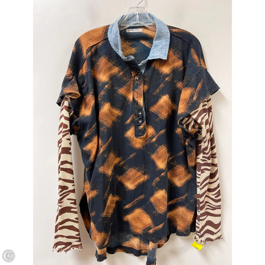 Top Long Sleeve By We The Free In Brown & Cream, Size: L
