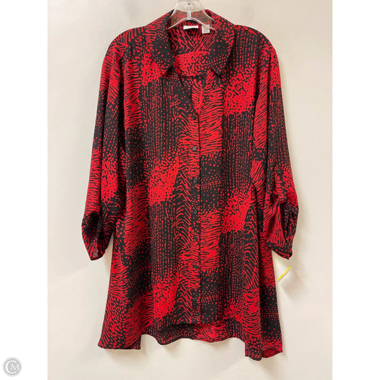 Blouse Long Sleeve By Cato In Black & Red, Size: 2x