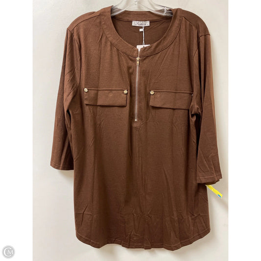 Top Long Sleeve By Clothes Mentor In Brown, Size: Xl