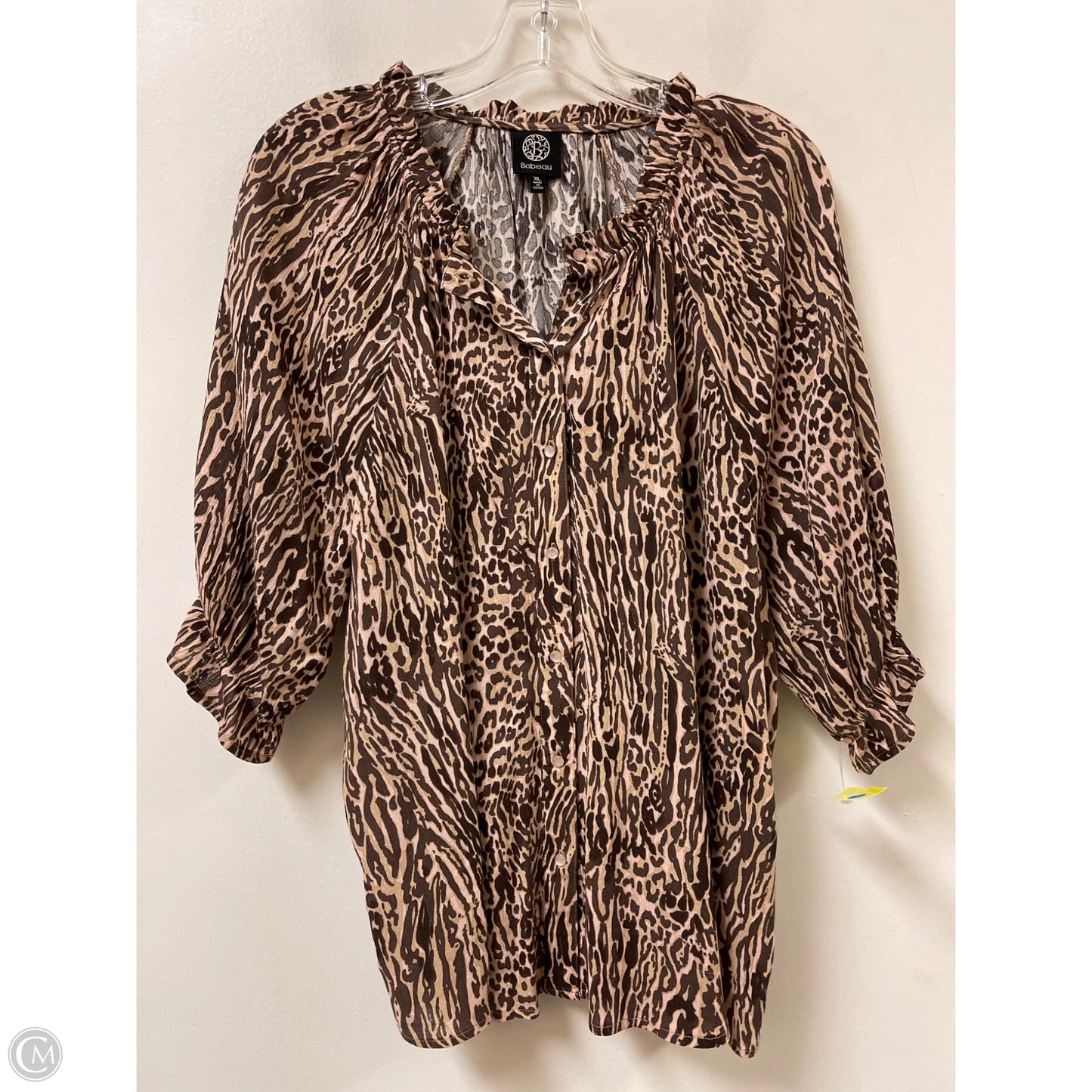 Blouse Long Sleeve By Bobeau In Brown, Size: Xl