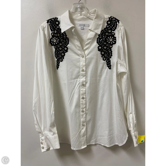 Blouse Long Sleeve By Chicos In White, Size: L