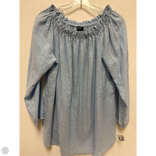 Top Long Sleeve By Jones New York In Blue & White, Size: M