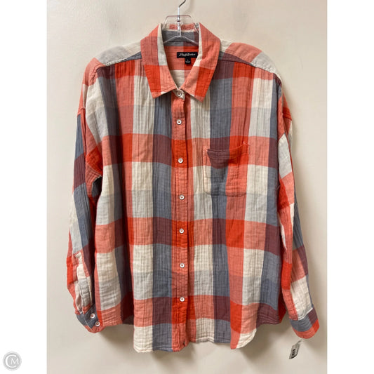 Blouse Long Sleeve By Clothes Mentor In Grey & Orange, Size: L