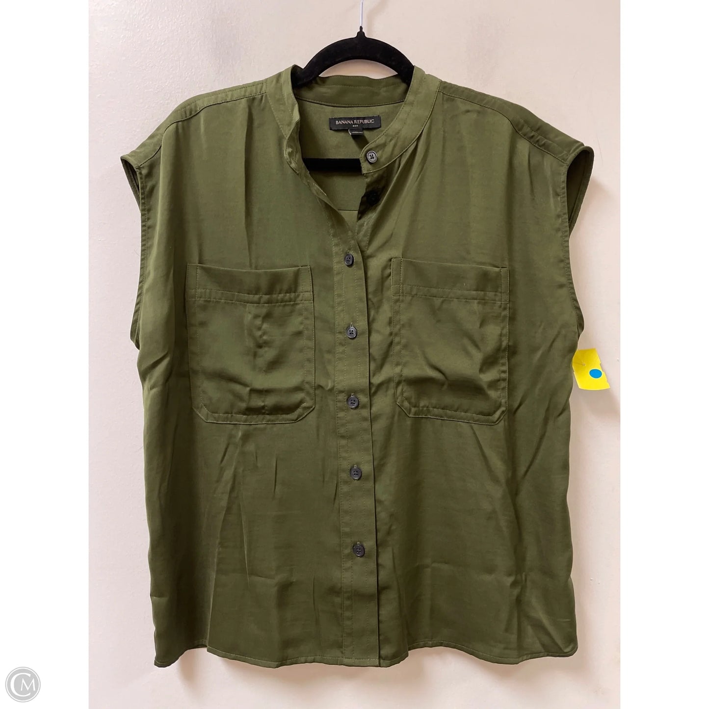 Blouse Short Sleeve By Banana Republic In Green, Size: M