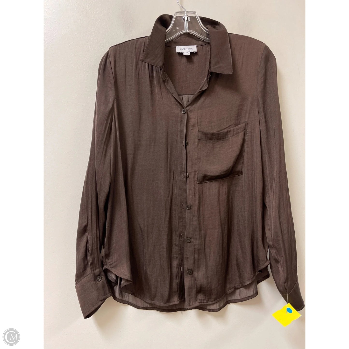 Blouse Long Sleeve By Evereve In Brown, Size: Xs