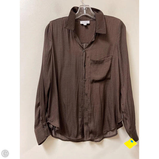 Blouse Long Sleeve By Evereve In Brown, Size: Xs