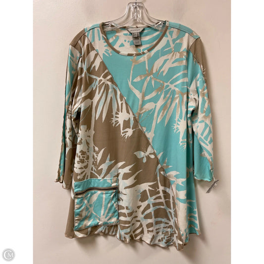 Top Long Sleeve By Multiples In Blue & Cream, Size: L