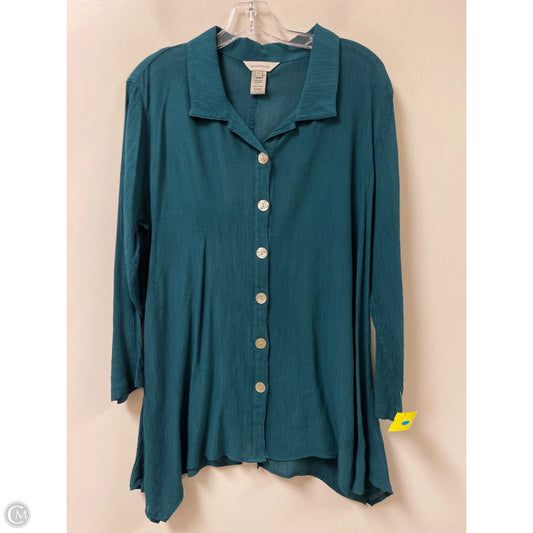 Blouse Long Sleeve By Multiples In Teal, Size: L