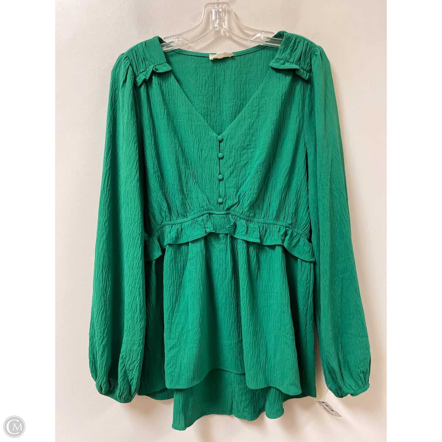Top Long Sleeve By Oddi In Green, Size: M