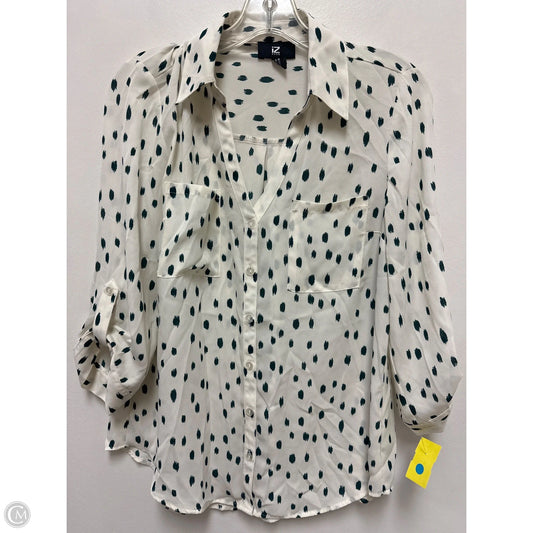 Blouse Long Sleeve By Iz Byer In Green & White, Size: M