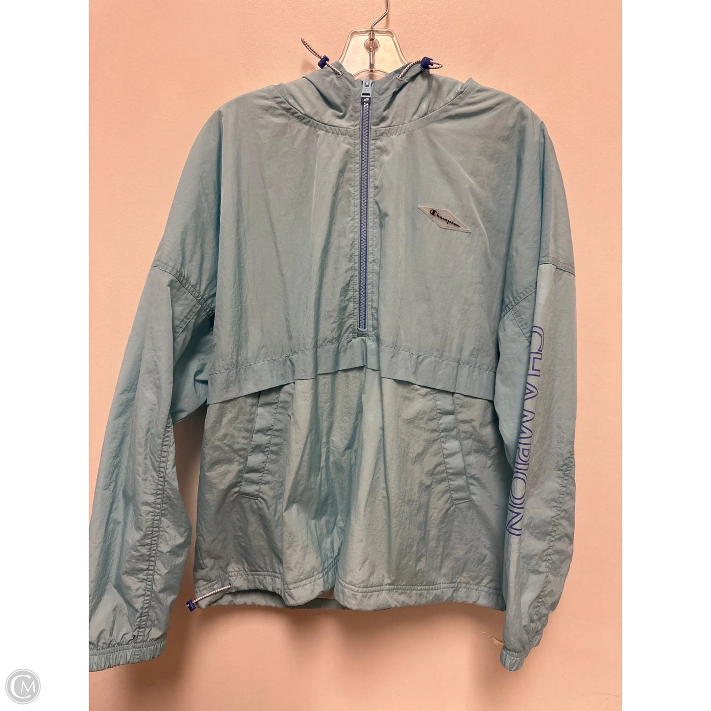 Jacket Windbreaker By Champion In Blue, Size: Xl