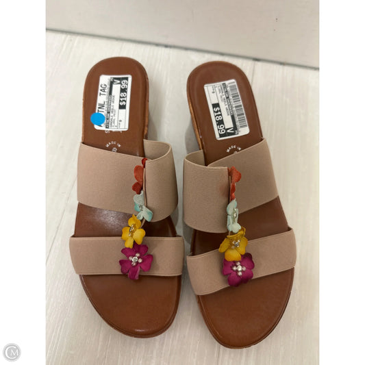 Sandals Heels Wedge By Italian Shoemakers In Floral Print, Size: 9