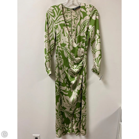 Dress Casual Maxi By Zara In Cream & Green, Size: Xs