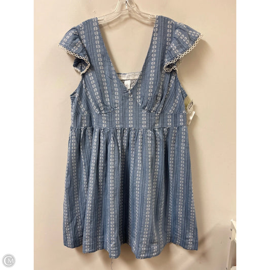 Dress Casual Short By Clothes Mentor In Blue & White, Size: 1x