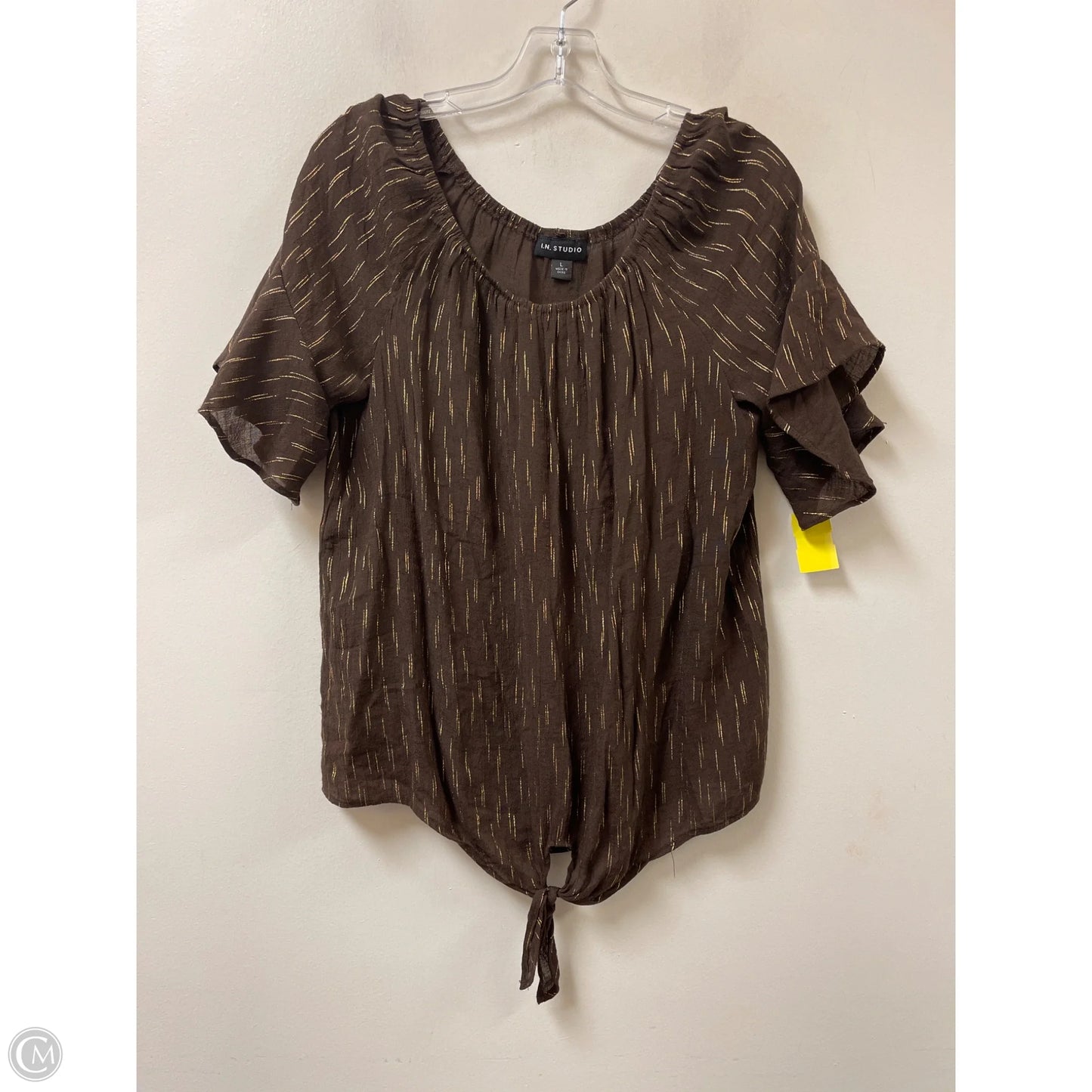 Top Short Sleeve By In Studio In Brown, Size: L