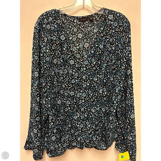 Top Long Sleeve By Halogen In Black & Blue, Size: 1x