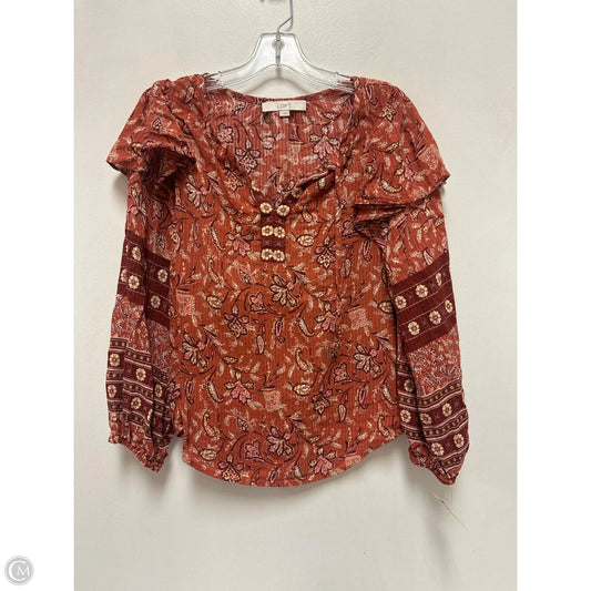 Top Long Sleeve By Loft In Orange, Size: M