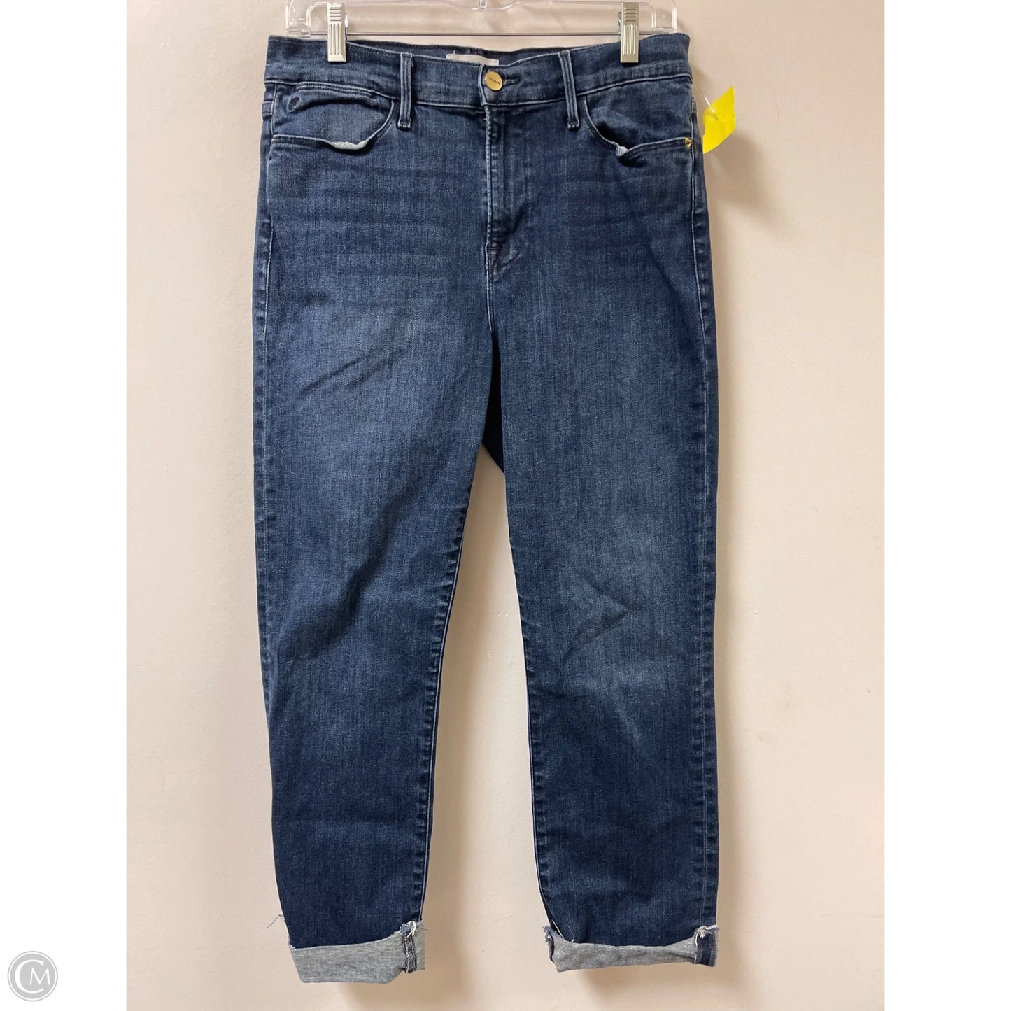 Jeans Straight By Frame In Blue Denim, Size: 12