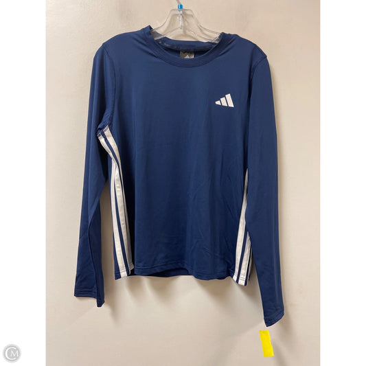 Athletic Top Long Sleeve Collar By Adidas In Blue, Size: L