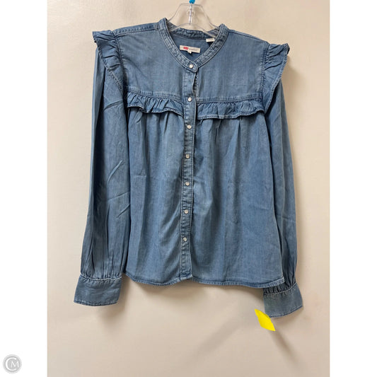 Blouse Long Sleeve By Levis In Blue, Size: M