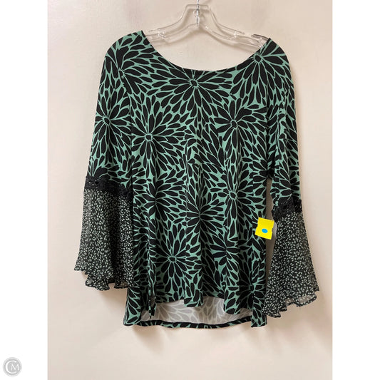 Top Long Sleeve By Jm Collections In Black & Green, Size: L