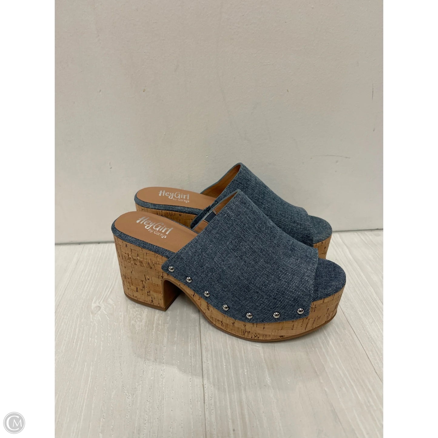 Sandals Heels Block By Corkys In Blue, Size: 10