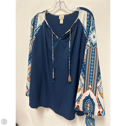 Top Long Sleeve By Chicos In Navy, Size: 1x